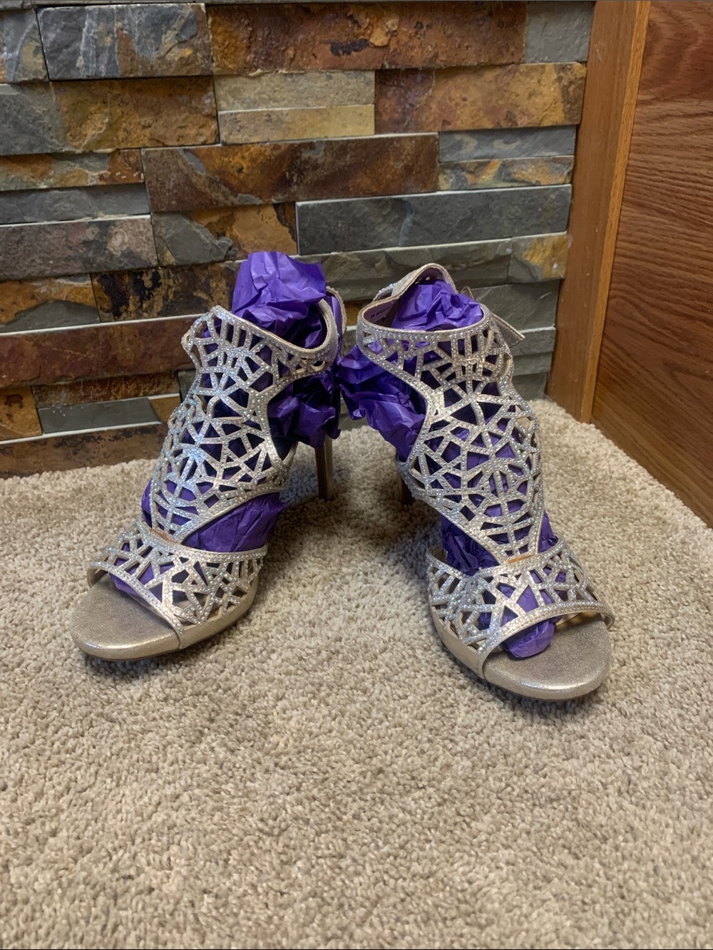 Jessica Simpson new 8 Women’s Glitter Cutout High Heel Sandals homecoming